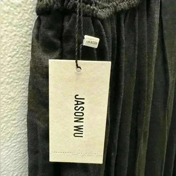 NWT JASON WU Black‎ Linen Maxi Dress Crochet Size L - Picture 6 of 10